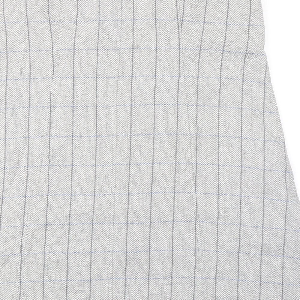 Cotton Traders Womens Grey Check Polyester A-Line Skirt Size 16 Zip
