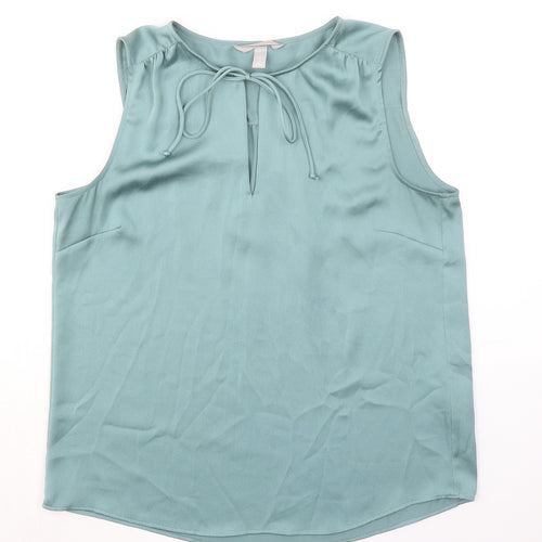 H&M Womens Green Polyester Basic Tank Size S Round Neck