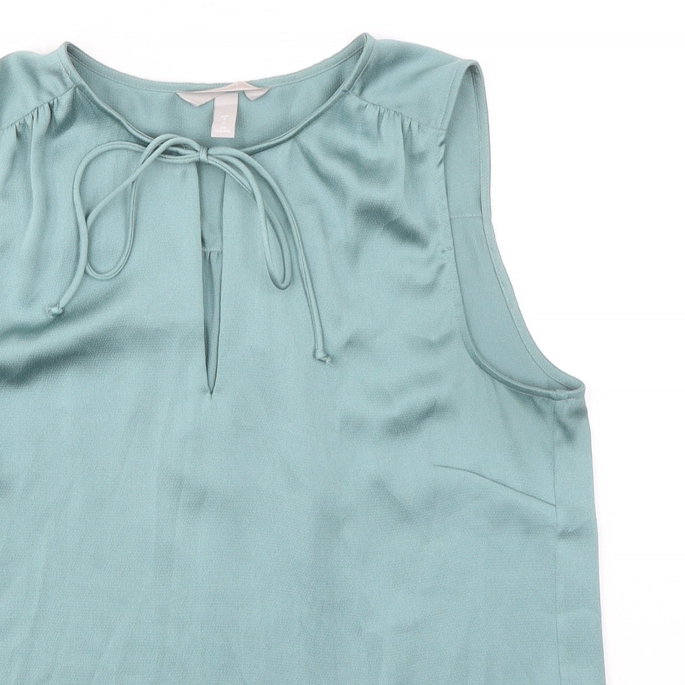 H&M Womens Green Polyester Basic Tank Size S Round Neck