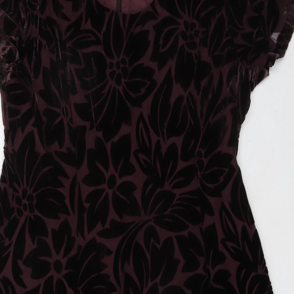 Alexon Womens Purple Floral Viscose Trapeze & Swing Size 16 Round Neck Zip