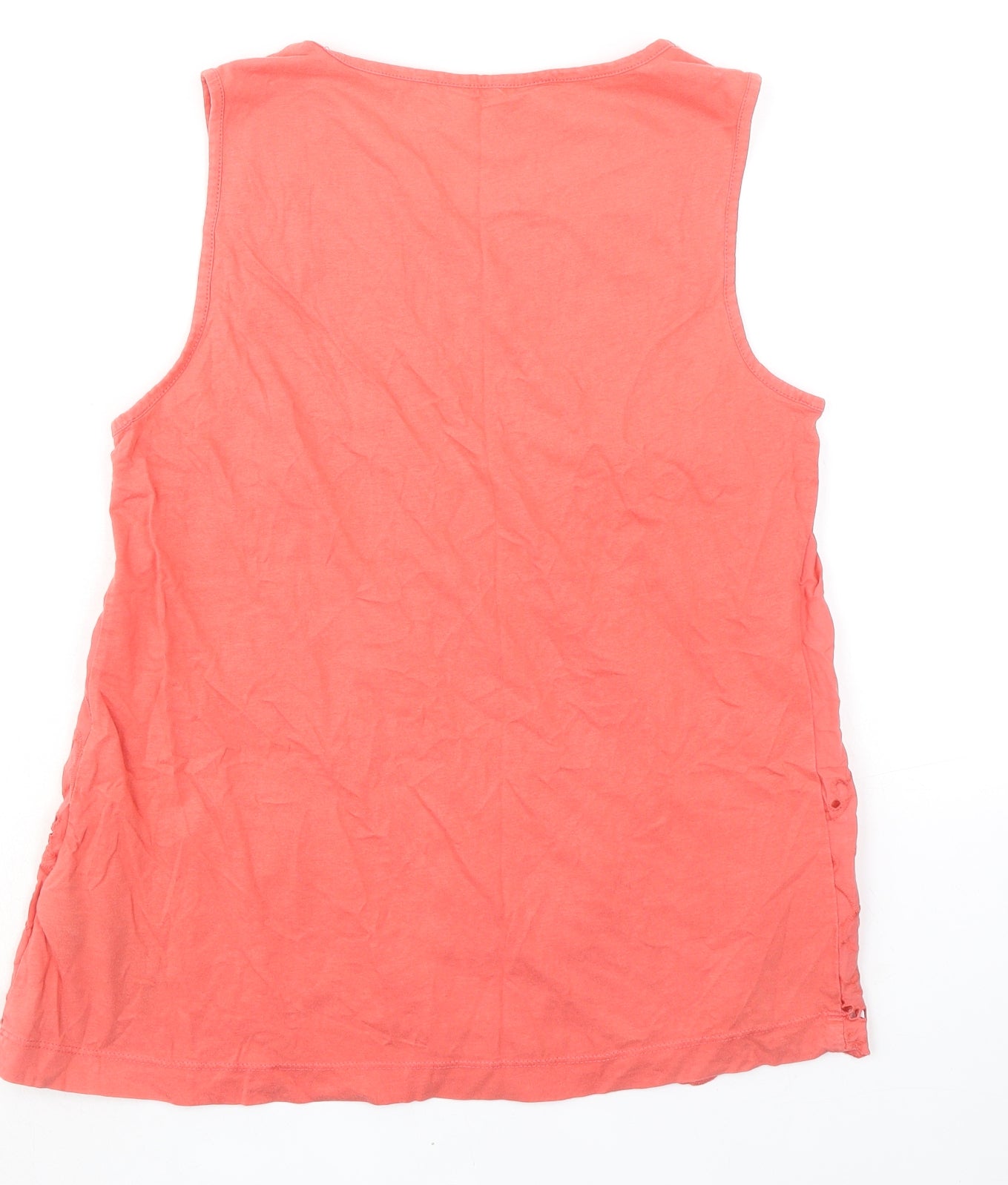 Principles Womens Orange 100% Cotton Basic Tank Size 12 Boat Neck - Broderie Anglaise