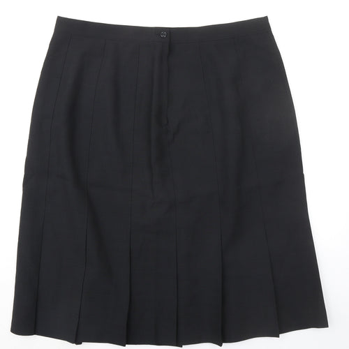 Canda Womens Black Polyester Pleated Skirt Size 22 Zip