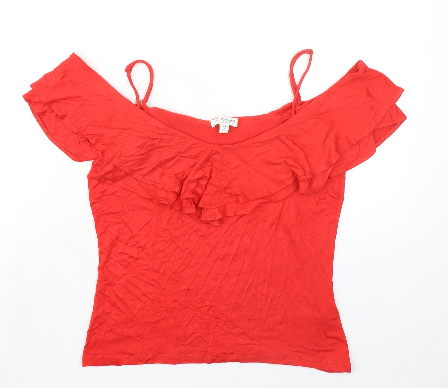 Miss Selfridge Womens Red Viscose Basic Blouse Size 16 Off the Shoulder