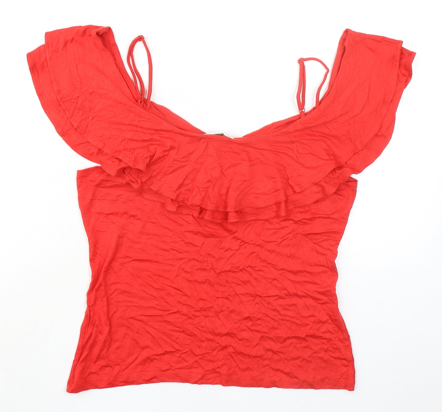Miss Selfridge Womens Red Viscose Basic Blouse Size 16 Off the Shoulder