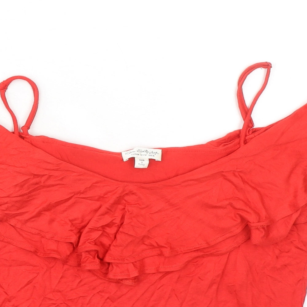 Miss Selfridge Womens Red Viscose Basic Blouse Size 16 Off the Shoulder