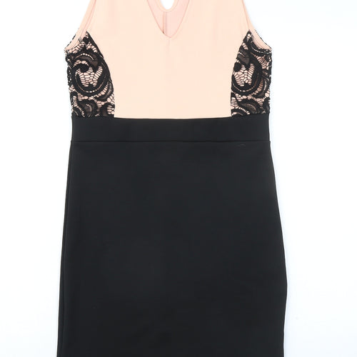 Quiz Womens Black Polyester Shift Size 12 Halter Button