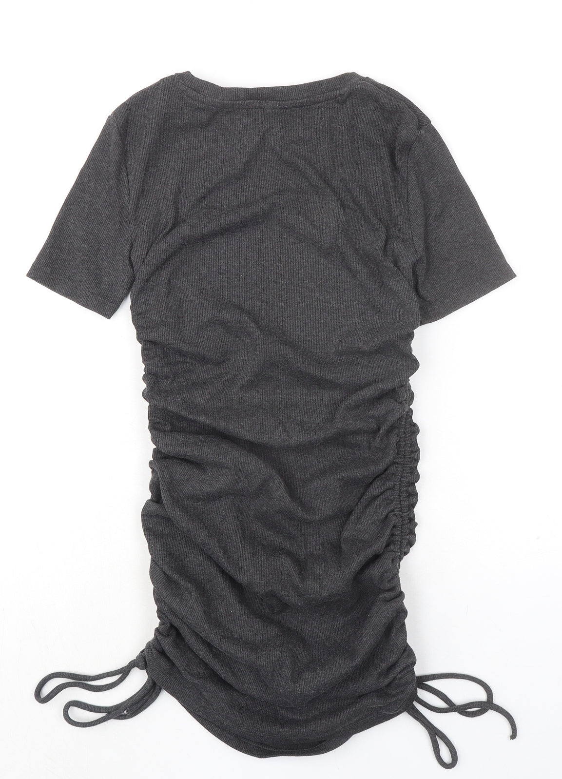 Zara Womens Grey Cotton Shirt Dress Size S Round Neck Pullover