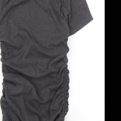 Zara Womens Grey Cotton Shirt Dress Size S Round Neck Pullover