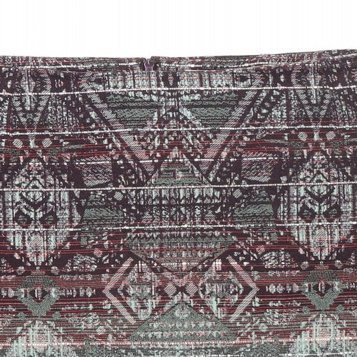 Monsoon Womens Multicoloured Geometric Cotton A-Line Skirt Size 18 Zip