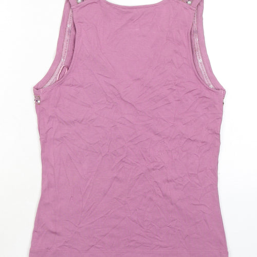 Gharani Strok Womens Pink Viscose Basic Tank Size 10 V-Neck
