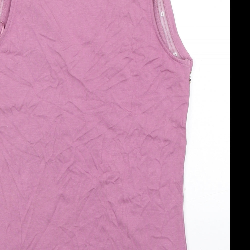 Gharani Strok Womens Pink Viscose Basic Tank Size 10 V-Neck