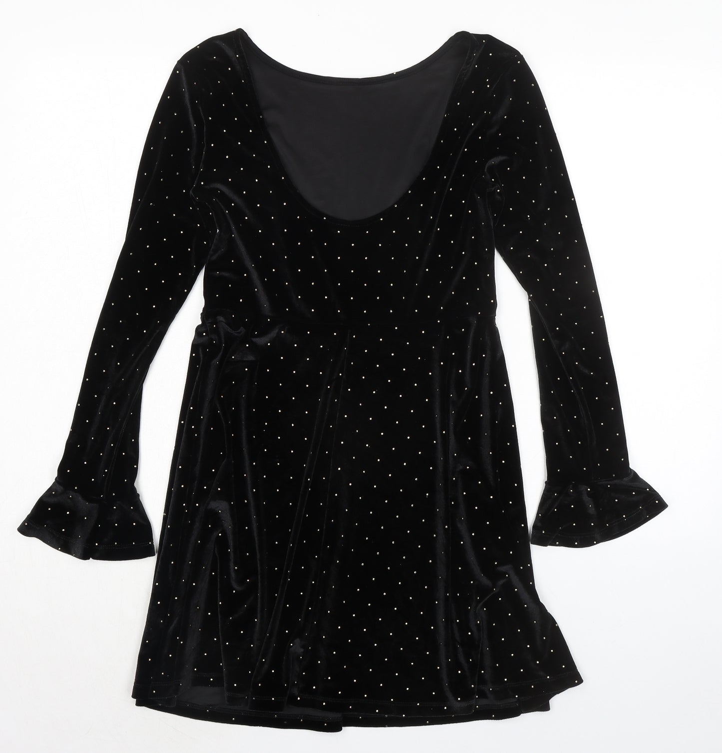ASOS Womens Black Polka Dot Polyester A-Line Size 8 Round Neck Pullover