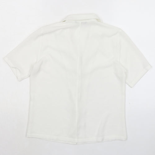 Only Womens White Polyester Basic Button-Up Size 6 Collared