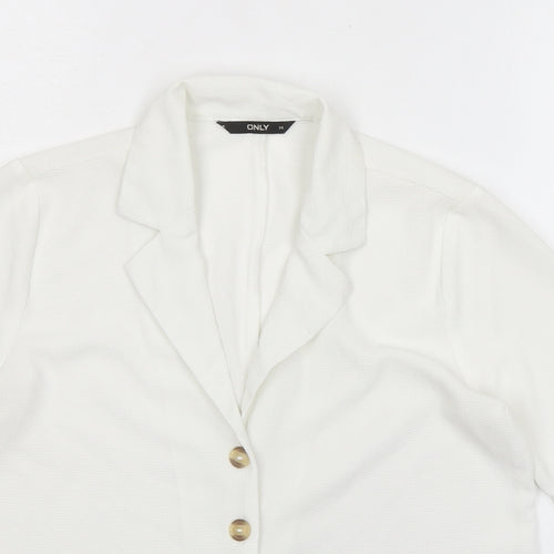 Only Womens White Polyester Basic Button-Up Size 6 Collared
