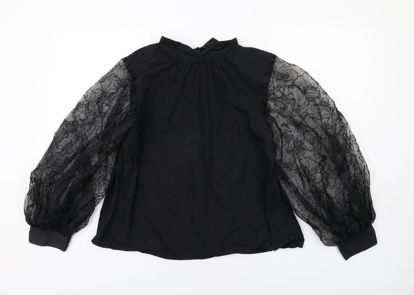 Zara Womens Black Cotton Basic Blouse Size S Round Neck