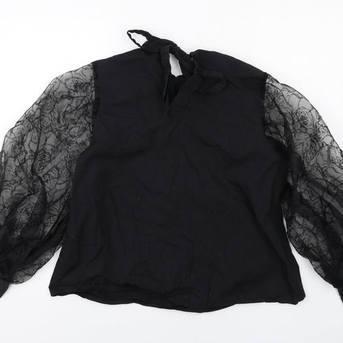Zara Womens Black Cotton Basic Blouse Size S Round Neck