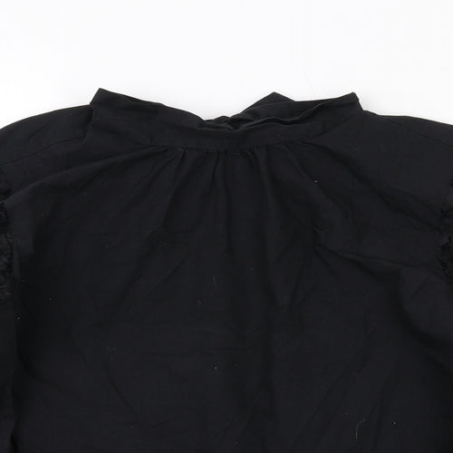 Zara Womens Black Cotton Basic Blouse Size S Round Neck