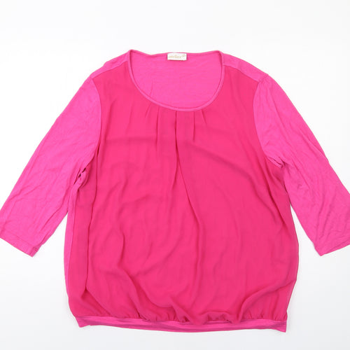 Atelier Womens Pink Viscose Basic Blouse Size 20 Round Neck