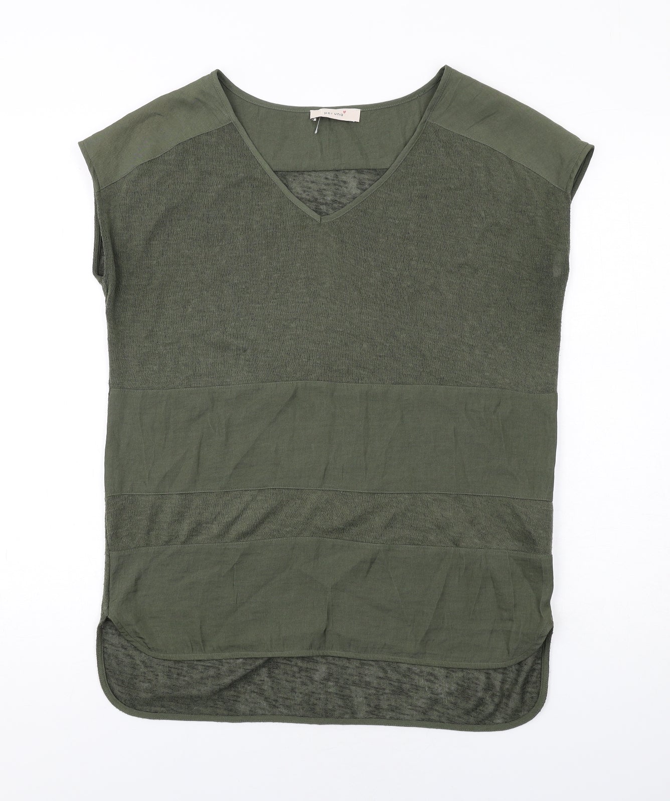 Per Una Womens Green Polyester Basic T-Shirt Size 10 V-Neck