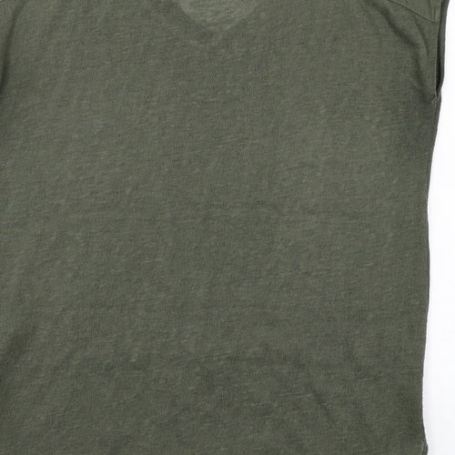 Per Una Womens Green Polyester Basic T-Shirt Size 10 V-Neck