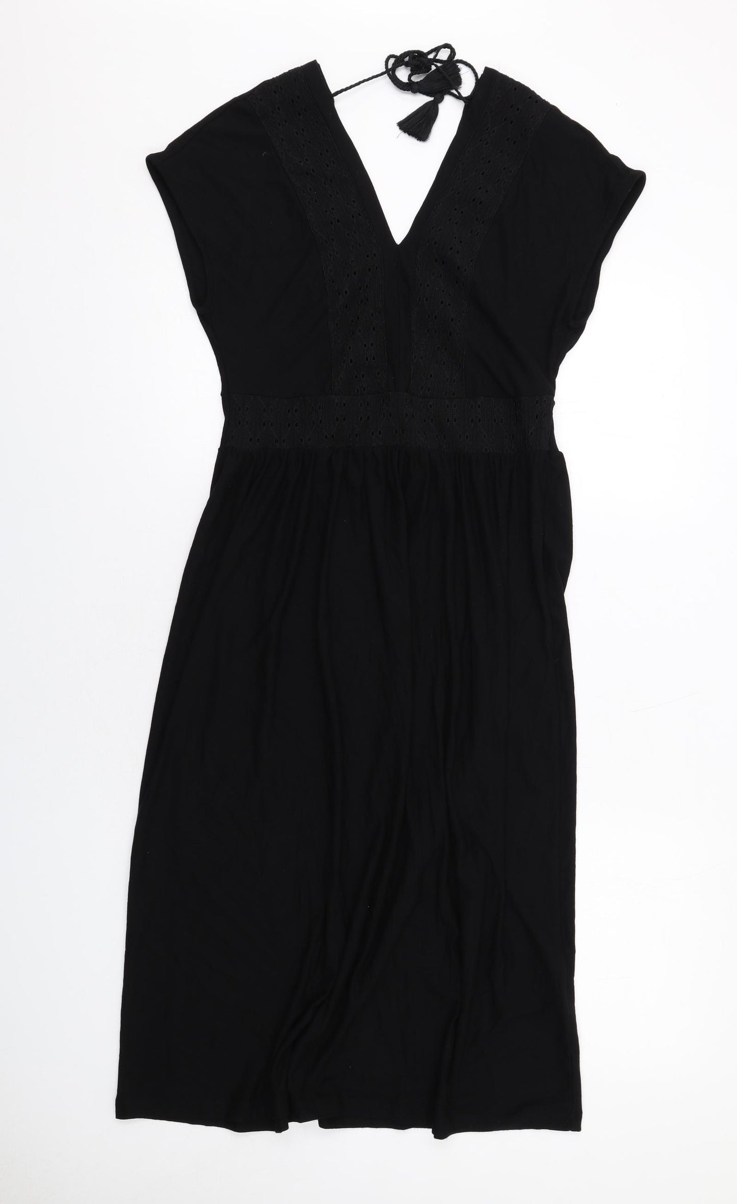 NEXT Womens Black Viscose A-Line Size 10 V-Neck Pullover