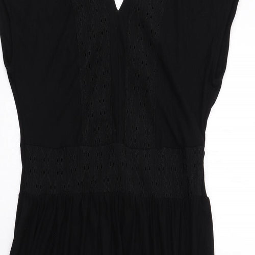 NEXT Womens Black Viscose A-Line Size 10 V-Neck Pullover