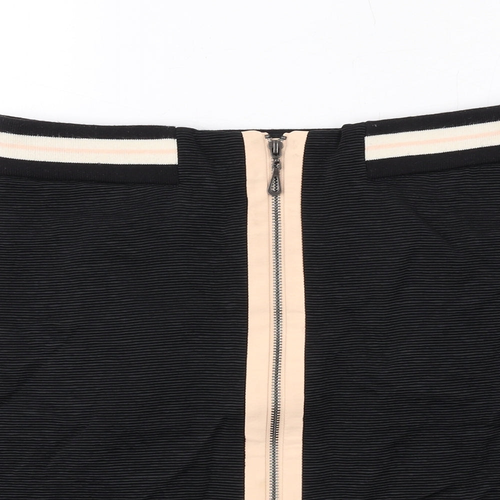 NEXT Womens Black Viscose A-Line Skirt Size 8 Zip
