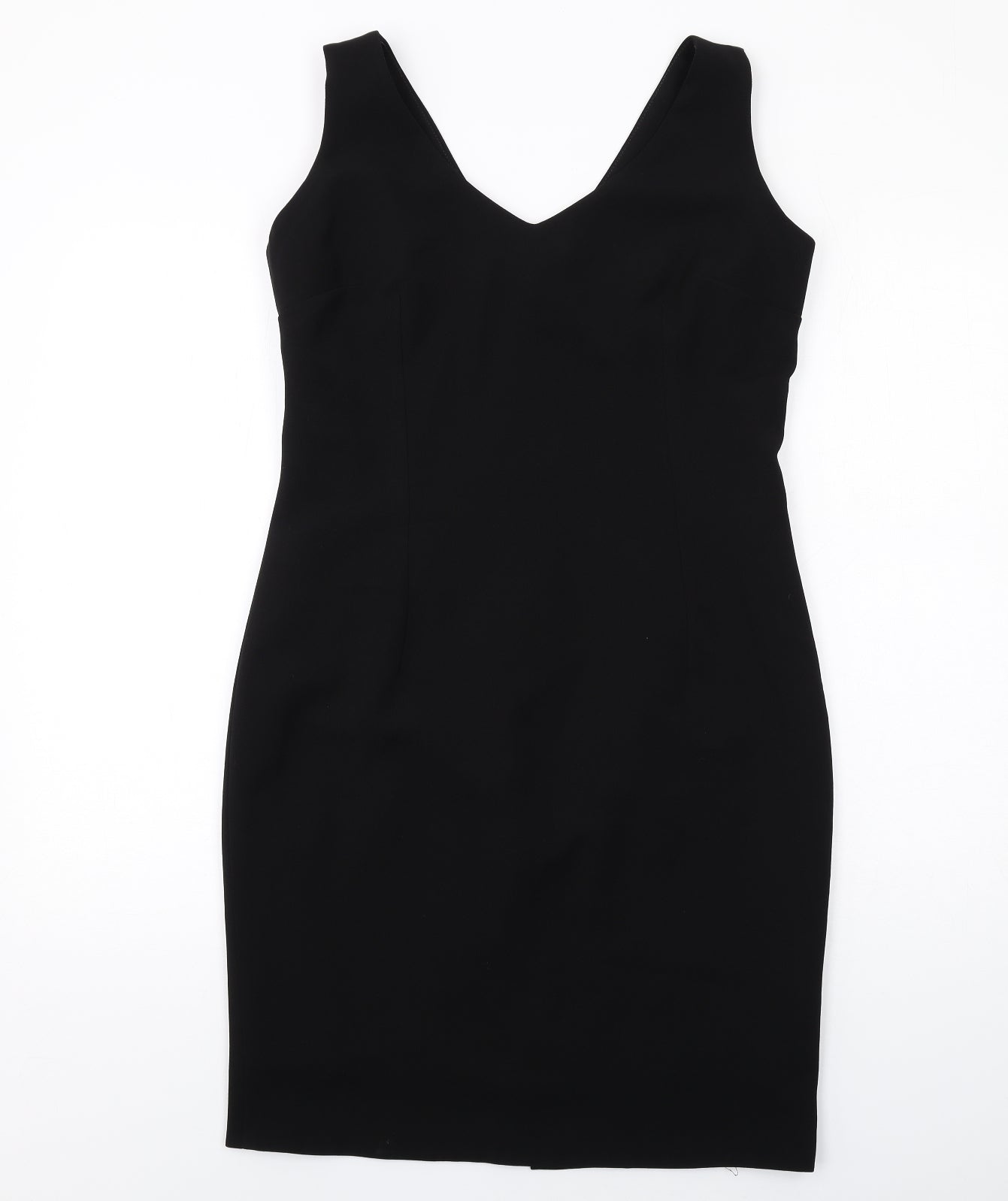 Voici Womens Black Polyester Shift Size 12 V-Neck Zip