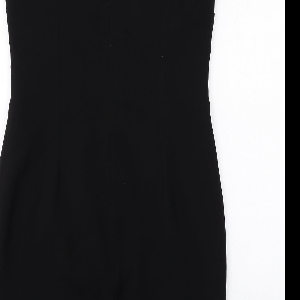 Voici Womens Black Polyester Shift Size 12 V-Neck Zip
