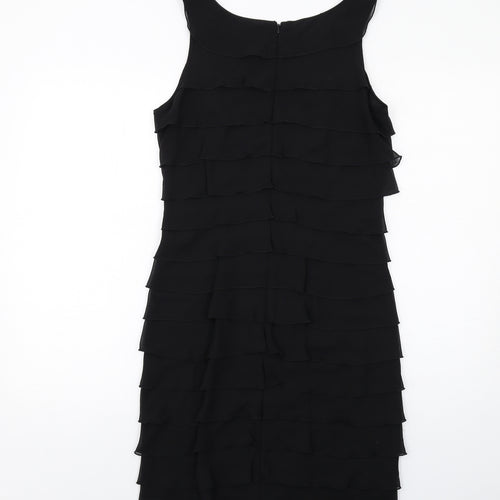 Roman Womens Black Polyester Shift Size 10 Round Neck Zip