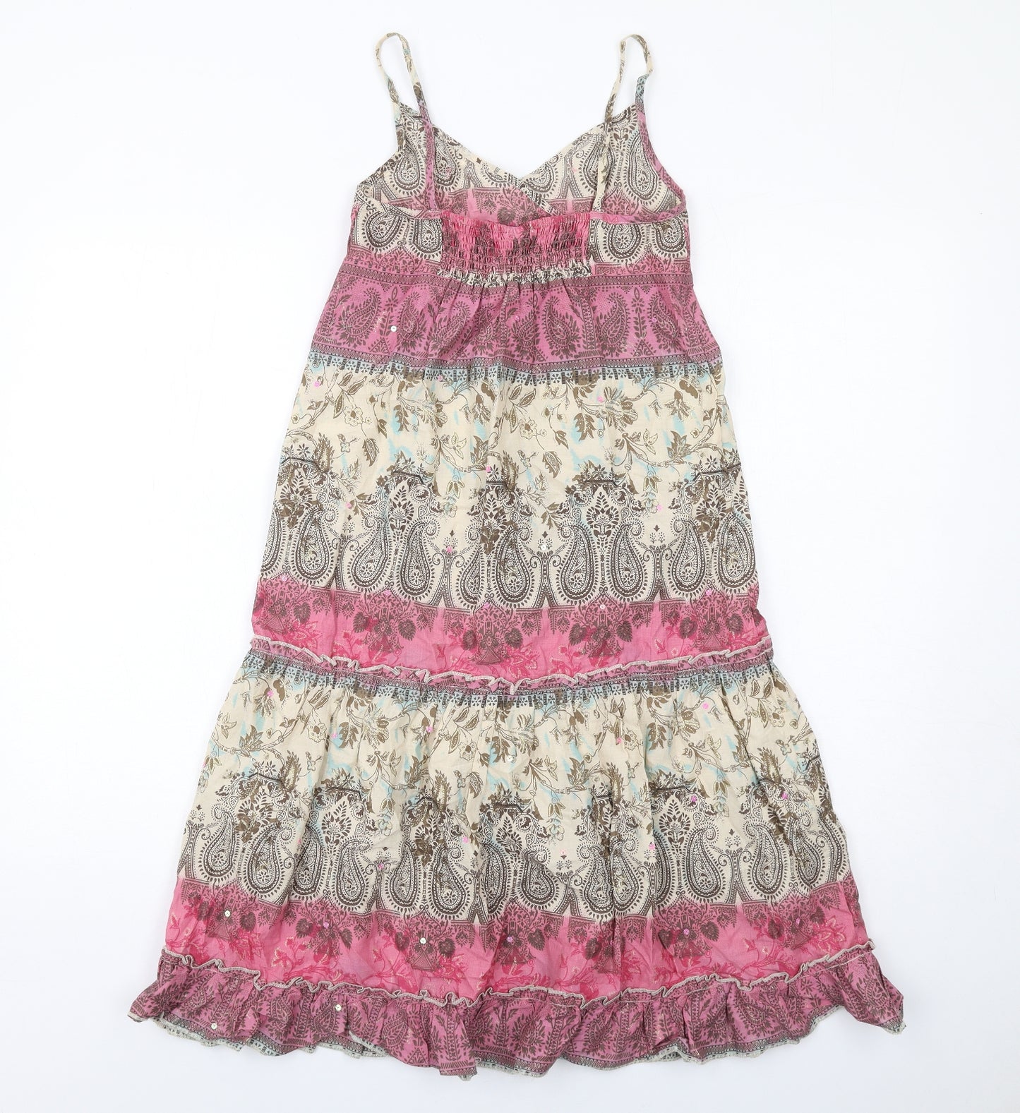 NEXT Girls Multicoloured Geometric Cotton A-Line Size 8 Years V-Neck Pullover