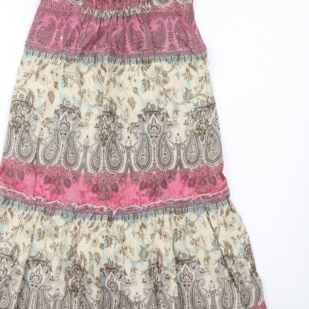 NEXT Girls Multicoloured Geometric Cotton A-Line Size 8 Years V-Neck Pullover