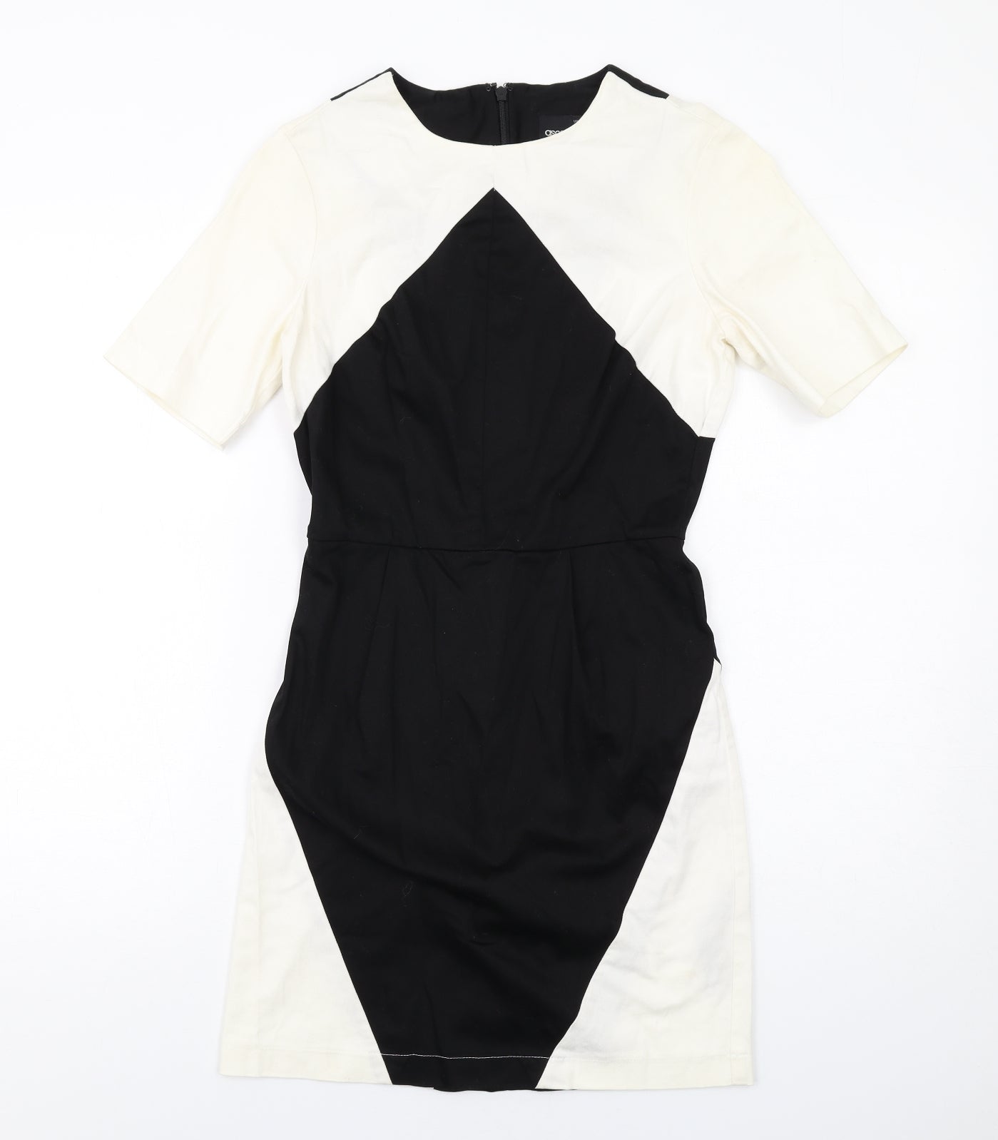 ASOS Womens Black Colourblock Cotton Shift Size 6 Round Neck Zip