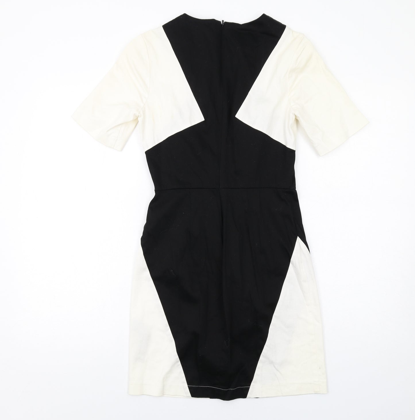 ASOS Womens Black Colourblock Cotton Shift Size 6 Round Neck Zip