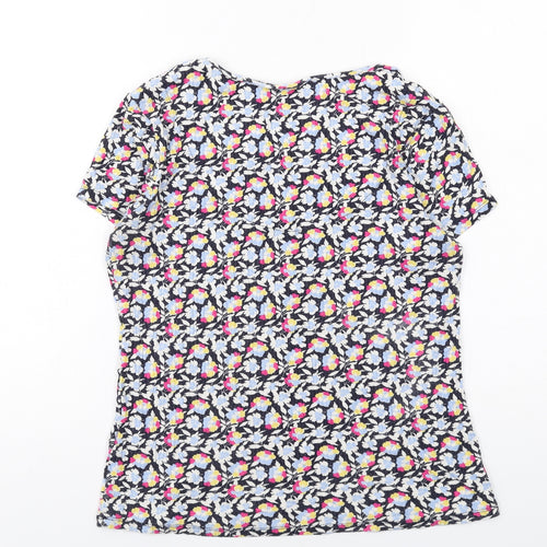 Marks and Spencer Womens Multicoloured Floral Viscose Basic T-Shirt Size 14 V-Neck