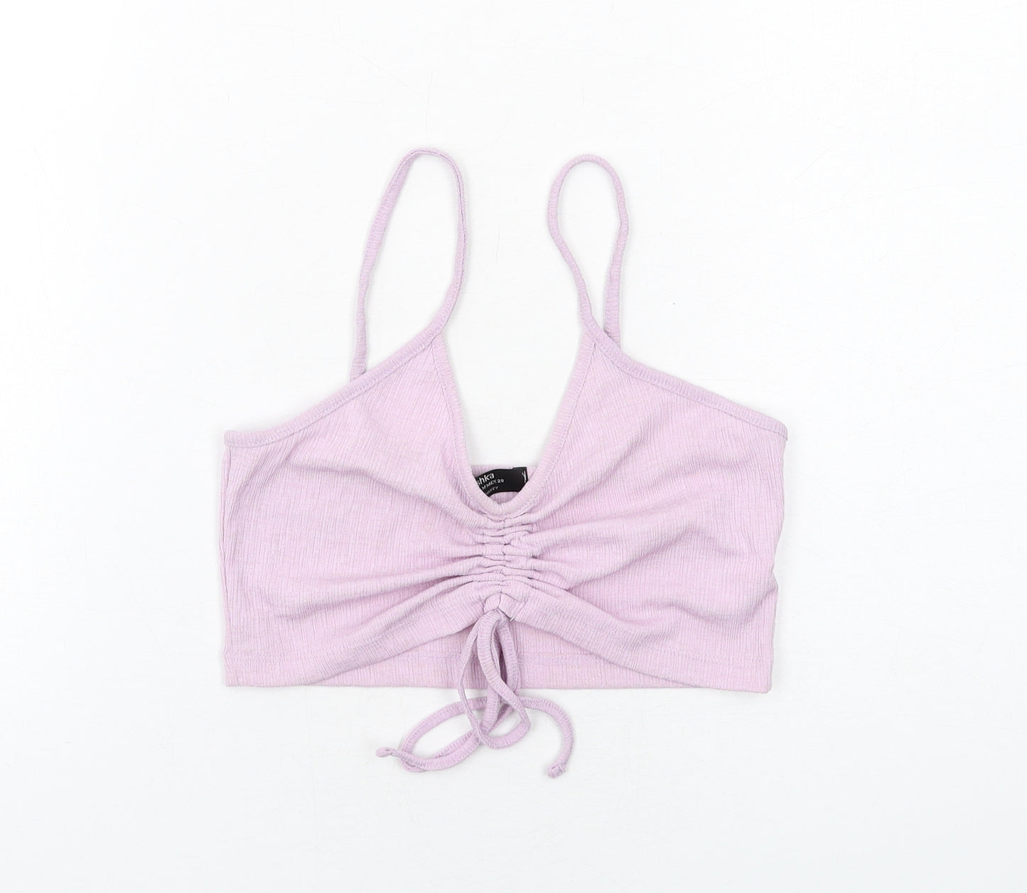 Bershka Womens Purple Polyester Cropped Tank Size M V-Neck