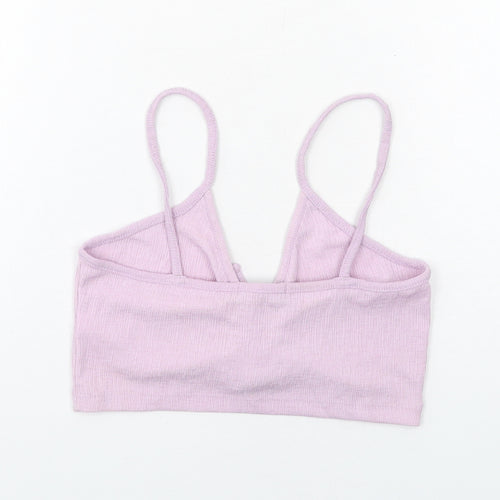 Bershka Womens Purple Polyester Cropped Tank Size M V-Neck