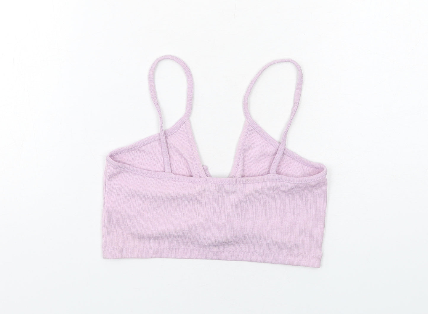 Bershka Womens Purple Polyester Cropped Tank Size M V-Neck