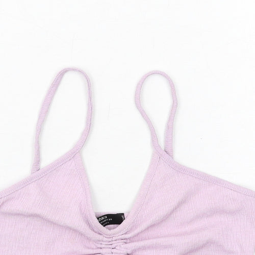 Bershka Womens Purple Polyester Cropped Tank Size M V-Neck