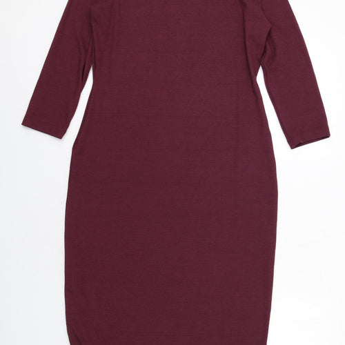 Marks and Spencer Womens Purple Polyester Sheath Size 12 Boat Neck Pullover