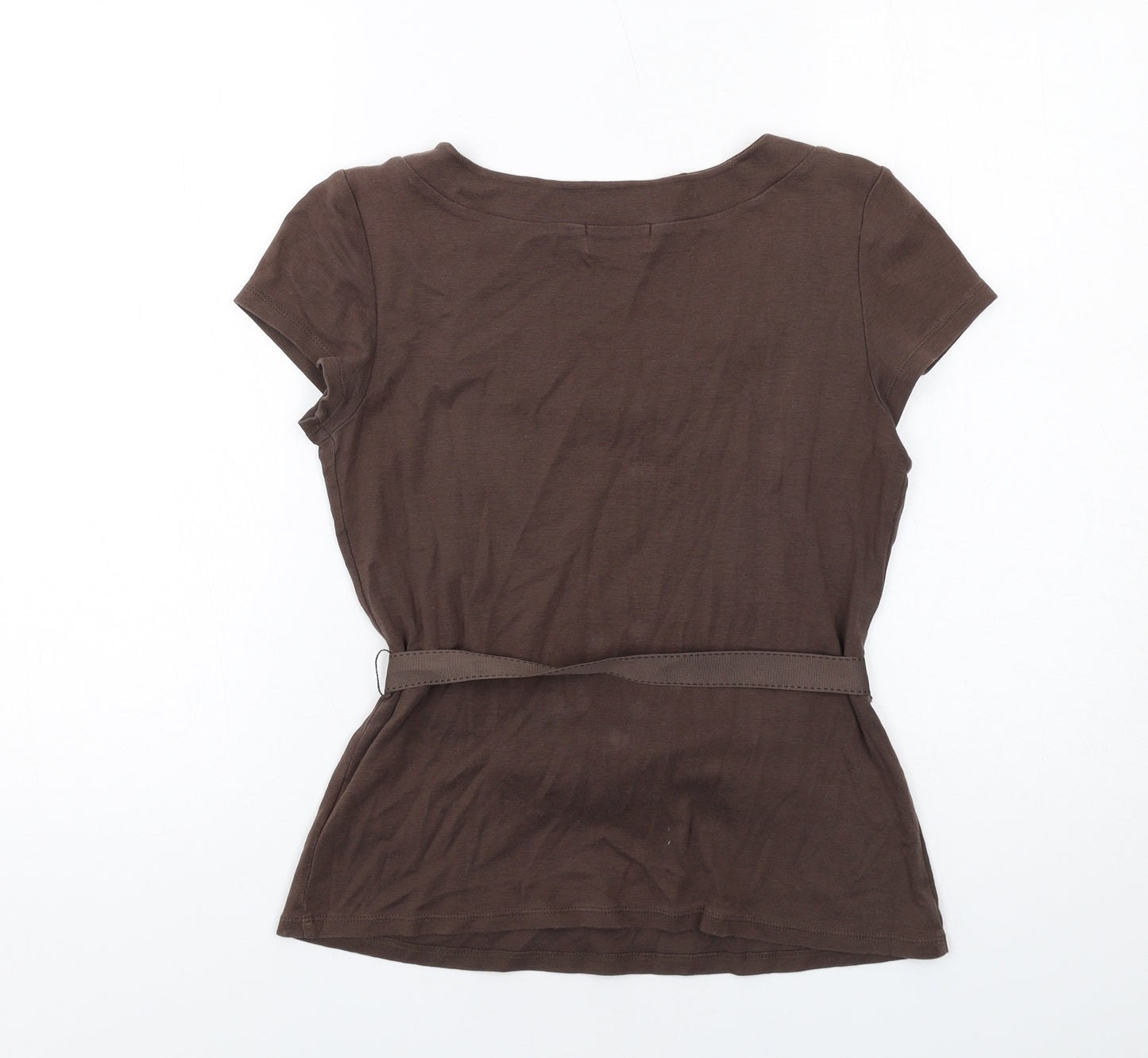 Principles Womens Brown Cotton Basic T-Shirt Size 12 Scoop Neck
