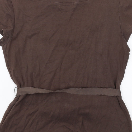 Principles Womens Brown Cotton Basic T-Shirt Size 12 Scoop Neck