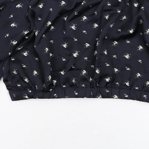 Missguided Womens Blue Floral Polyester Basic Blouse Size 10 Off the Shoulder