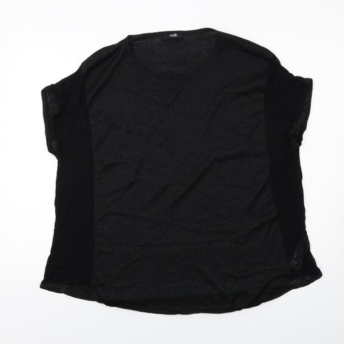 Wallis Womens Black Acrylic Basic T-Shirt Size L Round Neck