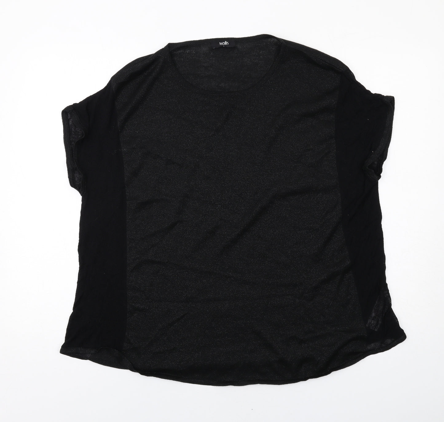 Wallis Womens Black Acrylic Basic T-Shirt Size L Round Neck
