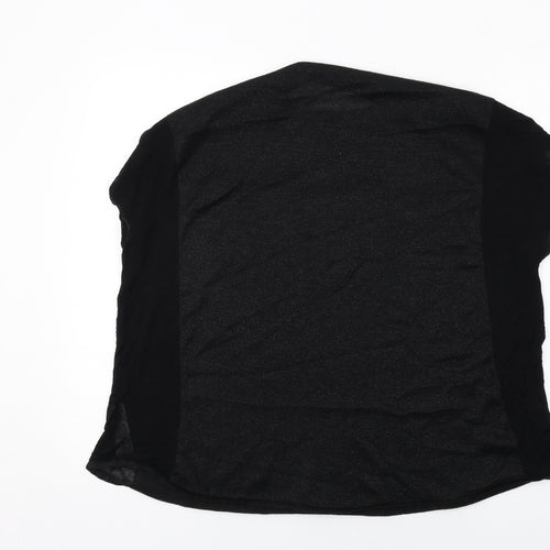 Wallis Womens Black Acrylic Basic T-Shirt Size L Round Neck