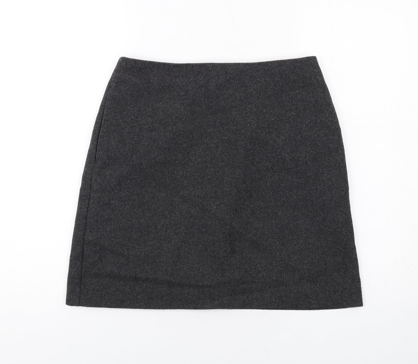 Uniqlo Womens Grey Polyester A-Line Skirt Size 8 Zip