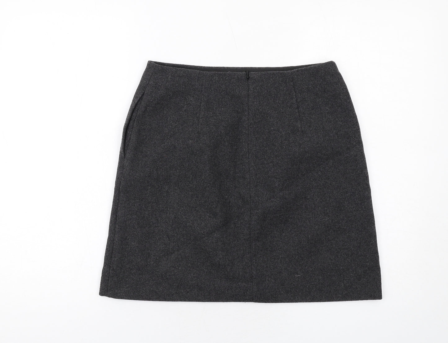 Uniqlo Womens Grey Polyester A-Line Skirt Size 8 Zip