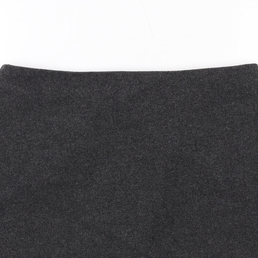 Uniqlo Womens Grey Polyester A-Line Skirt Size 8 Zip