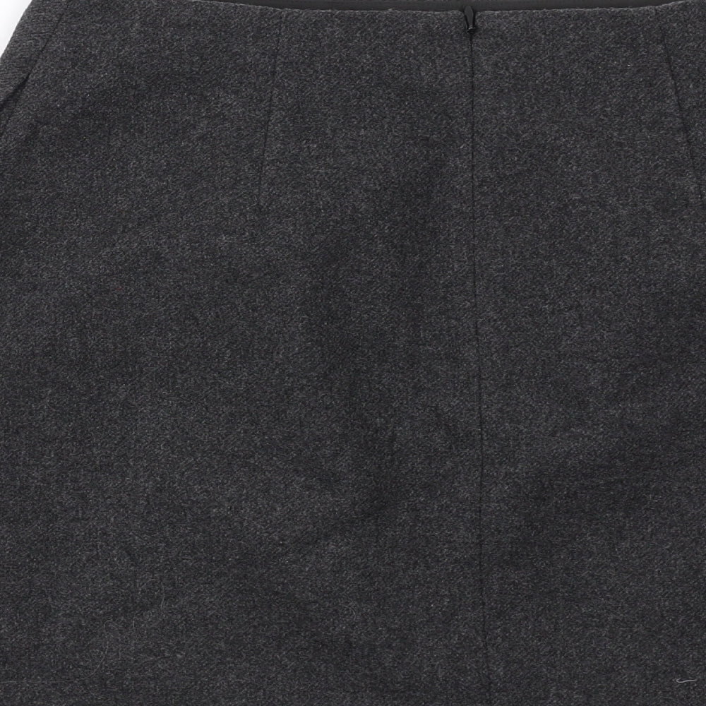 Uniqlo Womens Grey Polyester A-Line Skirt Size 8 Zip